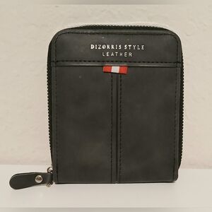 Men's Dizzoris Style Leather Grey‎ Zippered Wallet